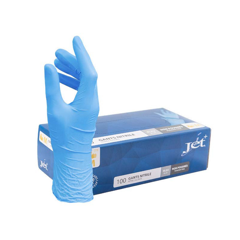 GANTS NITRILE BLEUS NON POUDRÉS
